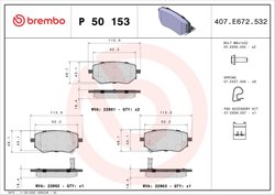 Set placute frana Brembo P 50 153