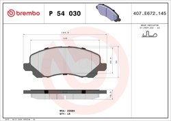 SET PLACUTE FRANA BREMBO P 54 030 - Compatibil cu BAIC, BAIC WEIWANG, BAIC-ORV, CHRYSLER, CITROEN, DODGE, FIAT, HYUNDAI, JEEP, L