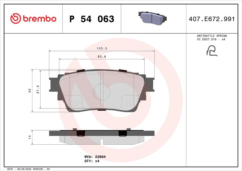 SET PLACUTE FRANA BREMBO P 54 063 - Compatibil cu MITSUBISHI, MITSUBISHI (GAC)