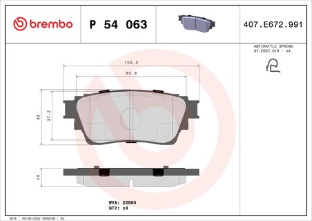 SET PLACUTE FRANA BREMBO P 54 063 - Compatibil cu MITSUBISHI, MITSUBISHI (GAC)