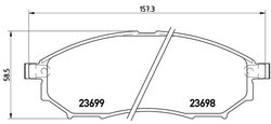 SET PLACUTE FRANA BREMBO P 56 058 - Compatibil cu INFINITI, MITSUBISHI, NISSAN, RENAULT, SAMSUNG