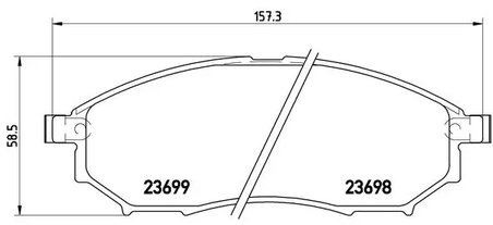 SET PLACUTE FRANA BREMBO P 56 058 - Compatibil cu INFINITI, MITSUBISHI, NISSAN, RENAULT, SAMSUNG