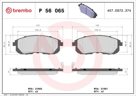 SET PLACUTE FRANA BREMBO P 56 065 - Compatibil cu GMC, INFINITI, NISSAN, NISSAN (DFAC)
