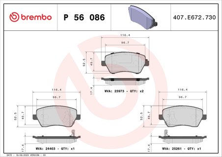SET PLACUTE FRANA BREMBO P 56 086 - Compatibil cu NISSAN, RENAULT