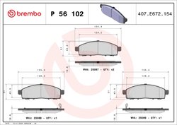 SET PLACUTE FRANA BREMBO P 56 102 - Compatibil cu MITSUBISHI, NISSAN, NISSAN (ZHENGZHOU)
