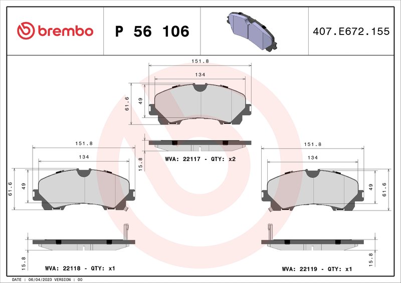 Set placute frana Brembo P 56 106