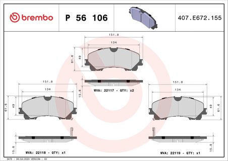 Set placute frana Brembo P 56 106