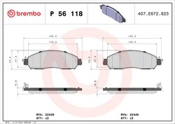 Set placute frana Brembo P 56 118