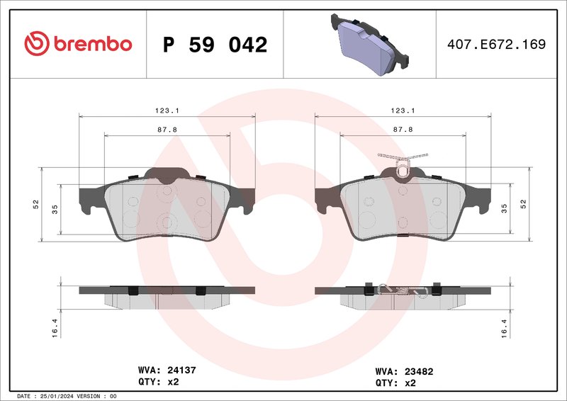 Set placute frana Brembo P 59 042