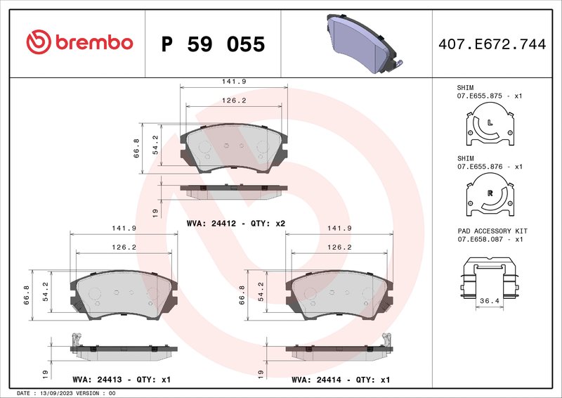 Set placute frana Brembo P 59 055
