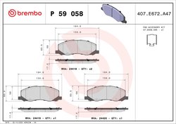 SET PLACUTE FRANA BREMBO P 59 058 - Compatibil cu BENTLEY, OPEL, SAAB, VAUXHALL