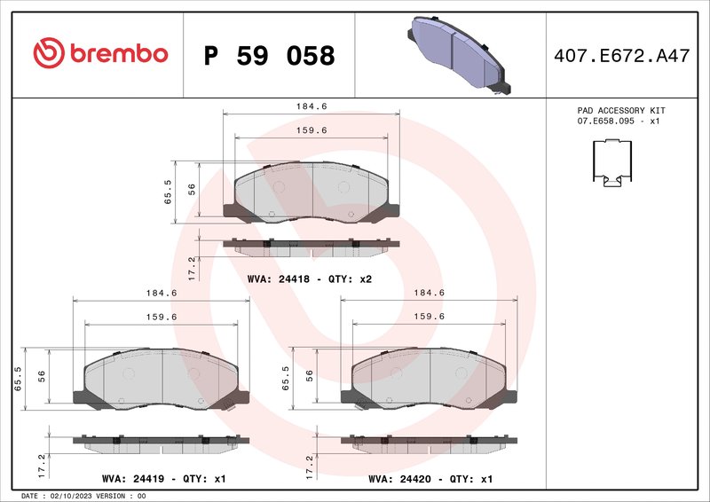 Set placute frana Brembo P 59 058