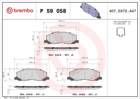 Set placute frana Brembo P 59 058