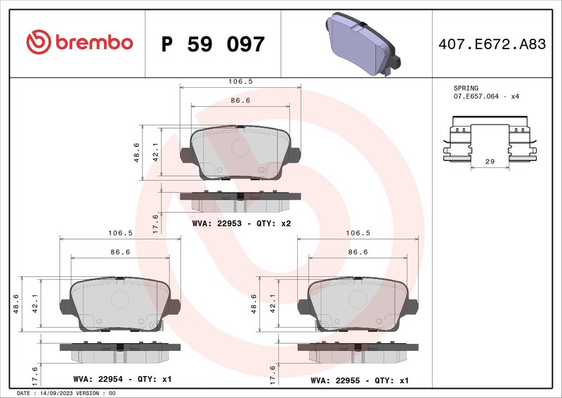 Set placute frana Brembo P 59 097