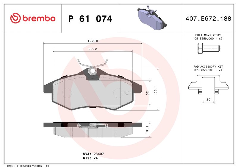 Set placute frana Brembo P 61 074