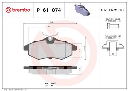 Set placute frana Brembo P 61 074