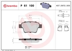 Set placute frana Brembo P 61 100
