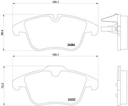 SET PLACUTE FRANA BREMBO P 61 106 - Compatibil cu CITROEN, CITROEN (DF-PSA), PEUGEOT, PEUGEOT (DF-PSA)