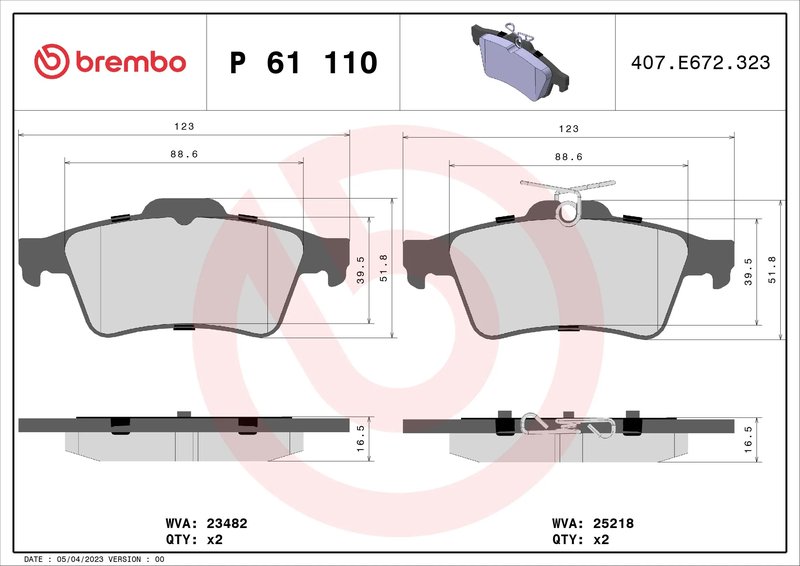 Set placute frana Brembo P 61 110