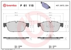 Set placute frana Brembo P 61 115