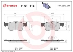 Set placute frana Brembo P 61 116