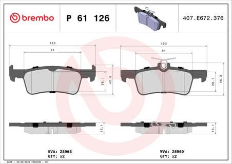 Set placute frana Brembo P 61 126
