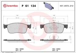 Set placute frana Brembo P 61 134