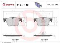Set placute frana Brembo P 61 135
