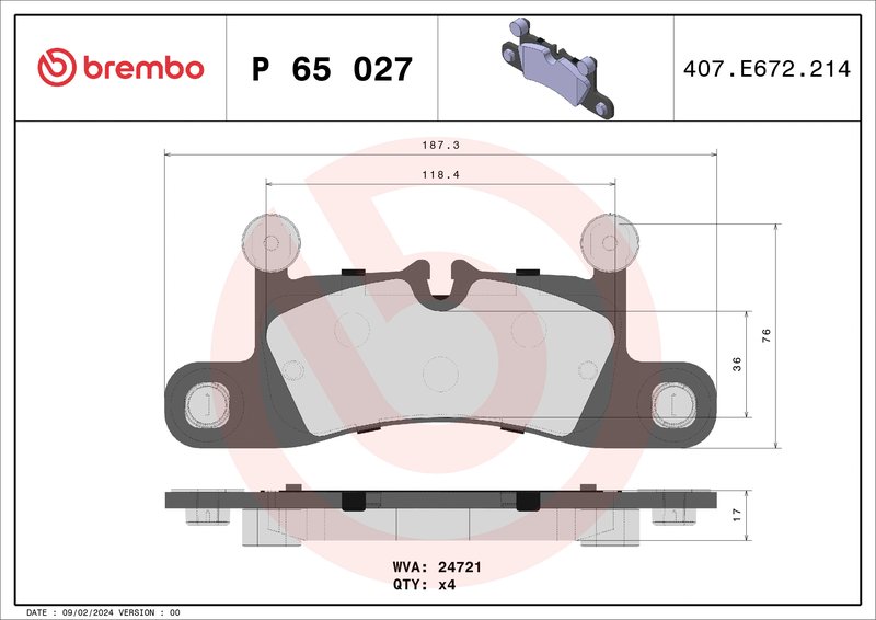 Set placute frana Brembo P 65 027