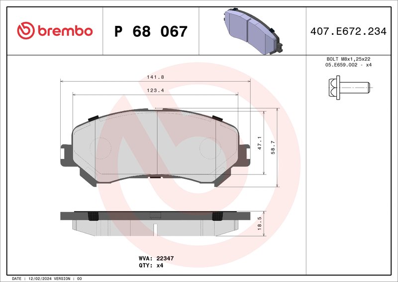SET PLACUTE FRANA BREMBO P 68 067 - Compatibil cu RENAULT