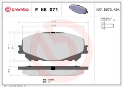 SET PLACUTE FRANA BREMBO P 68 071 - Compatibil cu MITSUBISHI, RENAULT