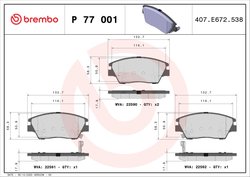 Set placute frana Brembo P 77 001