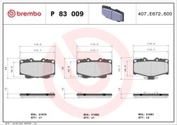 Set placute frana Brembo P 83 009
