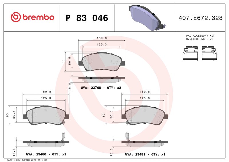 SET PLACUTE FRANA BREMBO P 83 046 - Compatibil cu TOYOTA