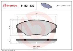 Set placute frana Brembo P 83 137