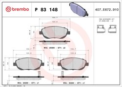 Set placute frana Brembo P 83 148