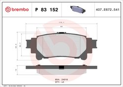 Set placute frana Brembo P 83 152