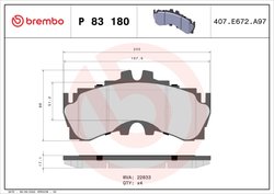 SET PLACUTE FRANA BREMBO P 83 180 - Compatibil cu LEXUS
