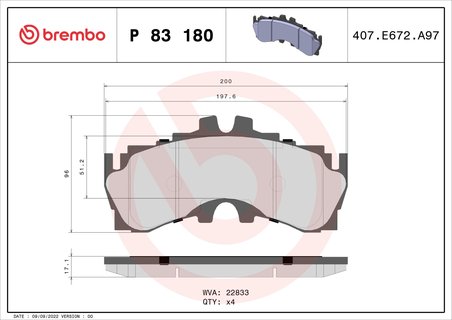 SET PLACUTE FRANA BREMBO P 83 180 - Compatibil cu LEXUS