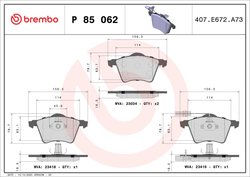 SET PLACUTE FRANA BREMBO P 85 062 - Compatibil cu FORD, SEAT, VW