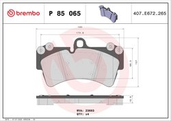 Set placute frana Brembo P 85 065