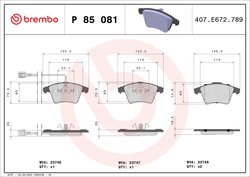 Set placute frana Brembo P 85 081