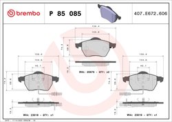 SET PLACUTE FRANA BREMBO P 85 085 - Compatibil cu AUDI, AUDI (FAW), HONGQI, SEAT, SKODA, VW, VW (SVW)
