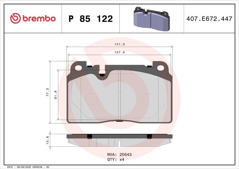 SET PLACUTE FRANA BREMBO P 85 122 - Compatibil cu AUDI