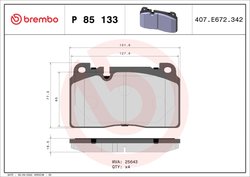 Set placute frana Brembo P 85 133
