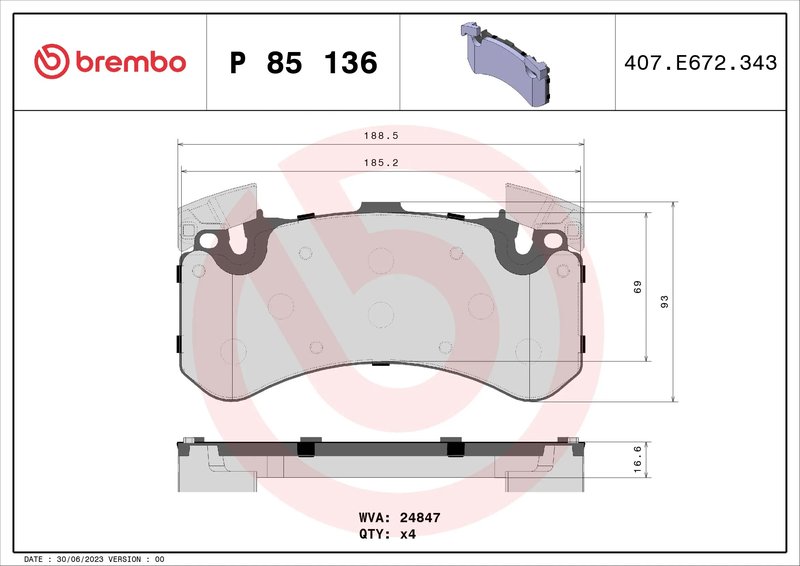 SET PLACUTE FRANA BREMBO P 85 136 - Compatibil cu AUDI, BENTLEY