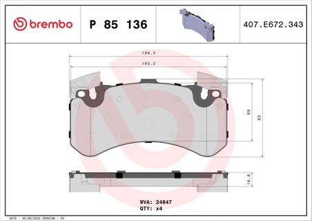 SET PLACUTE FRANA BREMBO P 85 136 - Compatibil cu AUDI, BENTLEY