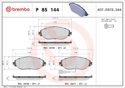 SET PLACUTE FRANA BREMBO P 85 144 - Compatibil cu AUDI, CUPRA, SEAT, SKODA, VW, VW (SVW)