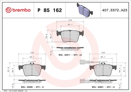 SET PLACUTE FRANA BREMBO P 85 162 - Compatibil cu AUDI, SEAT