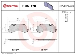 SET PLACUTE FRANA BREMBO P 85 170 - Compatibil cu AUDI, VW